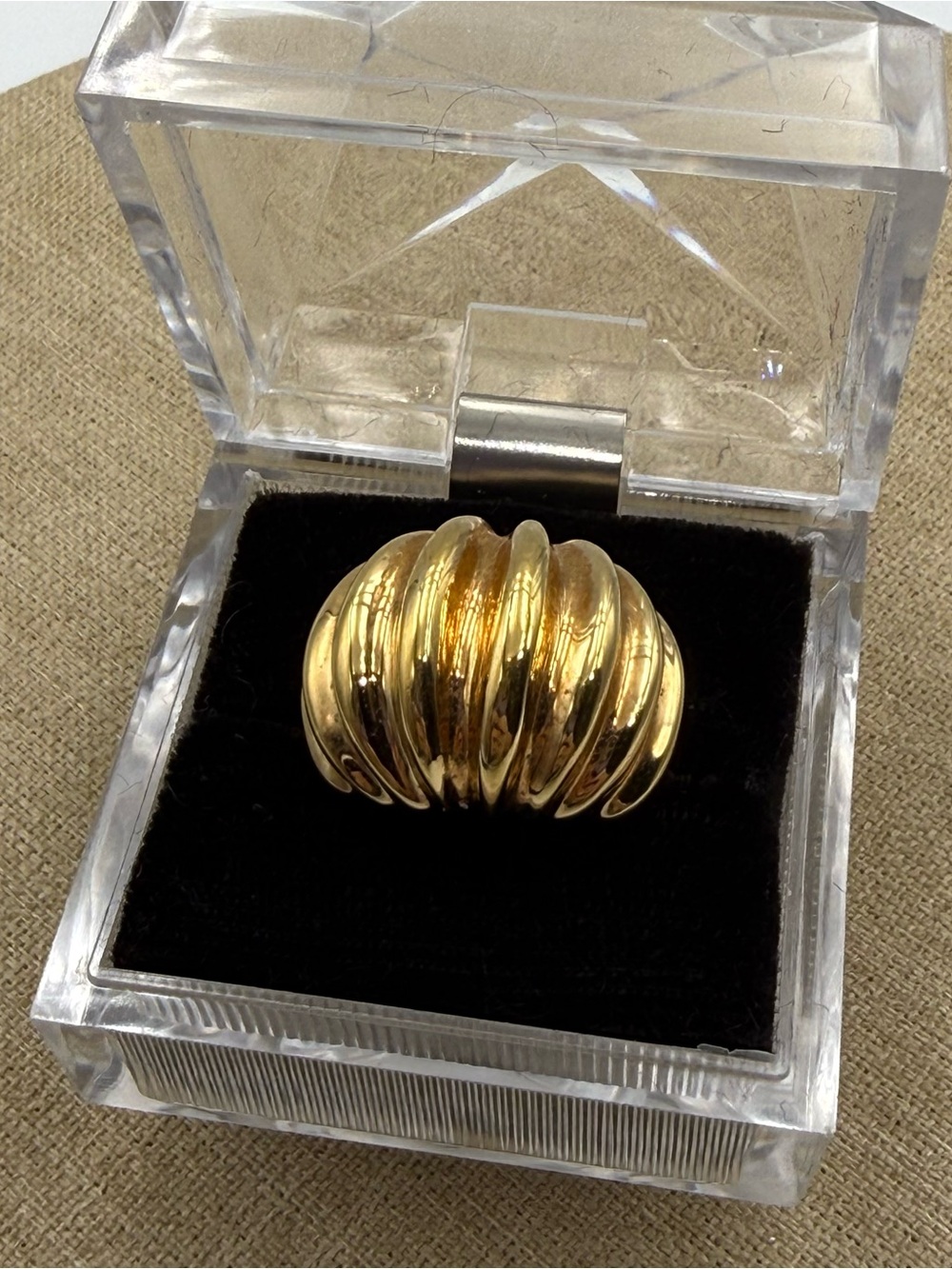 Gold Dome Ribbed Statement Ring - Women Jewelry